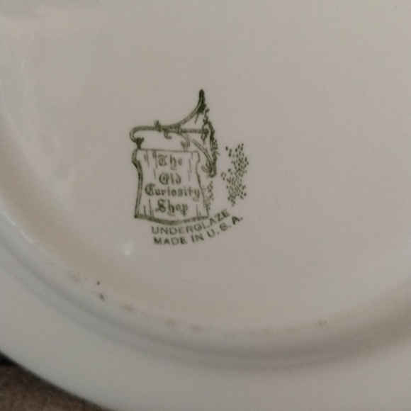 Royal China Currier & Ives Old Curiosity Shop Underglaze Green 10” Dinner Plates - Picture 2 of 8